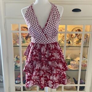 Vintage Halter Style hard to find 100% cotton Ruffled Apron.